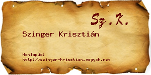 Szinger Krisztián névjegykártya